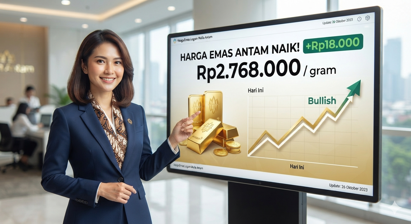 Harga Emas Antam Naik Rp18.000, Kini Rp2,768 Juta per Gram